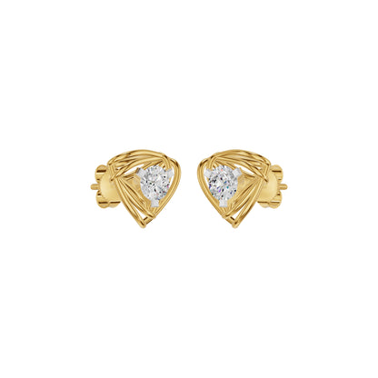 Double Tri Curve Diamond Stud Earrings 18 KT / Yellow Gold
