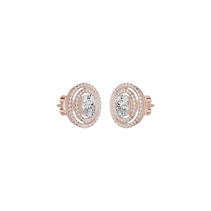 Sleek Oval Cut Halo Diamond Earrings 18 KT / Rose Gold