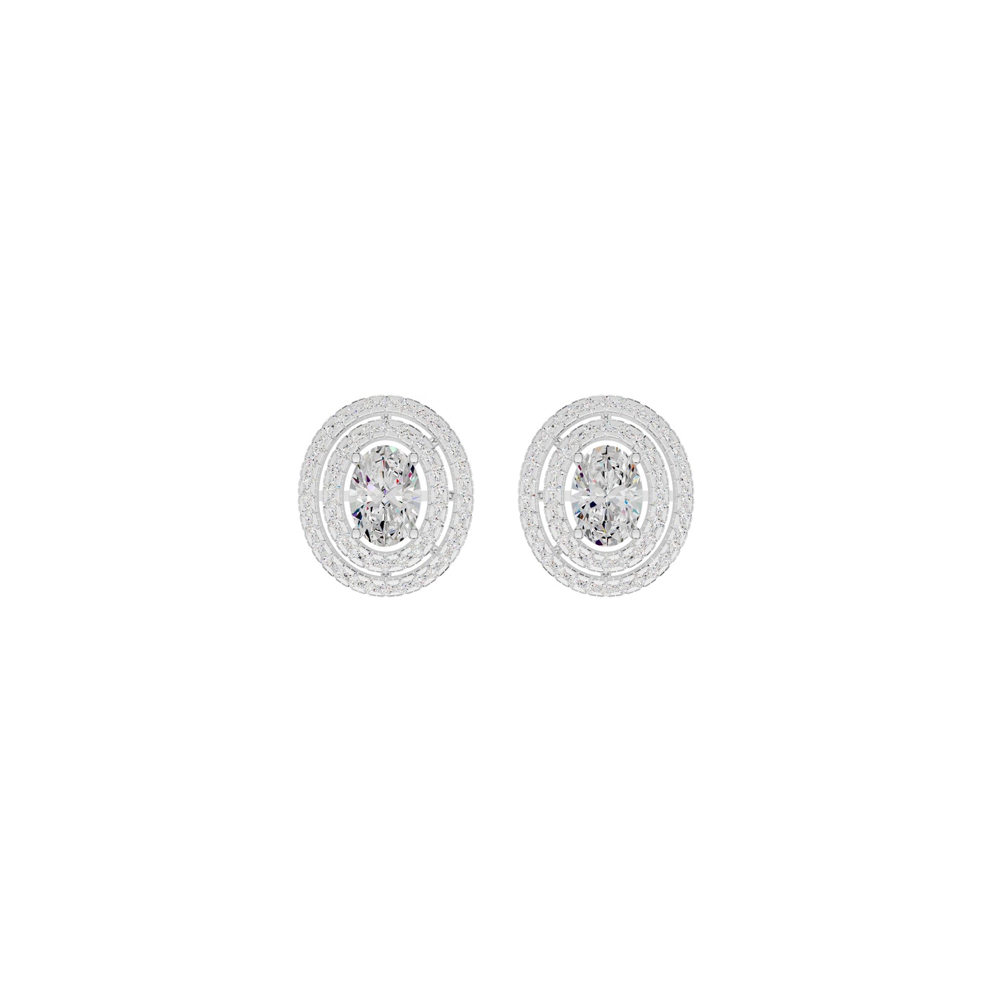Sleek Oval Cut Halo Diamond Earrings 18 KT / White Gold