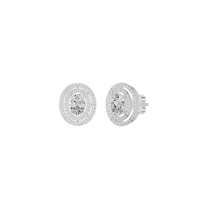 Sleek Oval Cut Halo Diamond Earrings 18 KT / White Gold