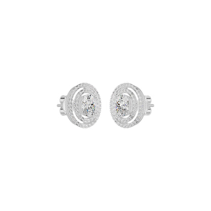 Sleek Oval Cut Halo Diamond Earrings 18 KT / White Gold