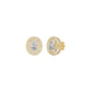 Sleek Oval Cut Halo Diamond Earrings 18 KT / Yellow Gold