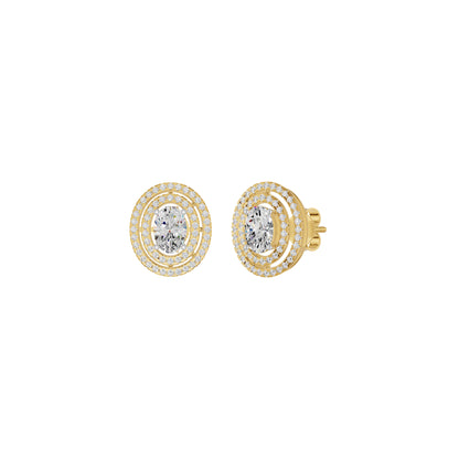 Sleek Oval Cut Halo Diamond Earrings 18 KT / Yellow Gold
