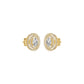 Sleek Oval Cut Halo Diamond Earrings 18 KT / Yellow Gold