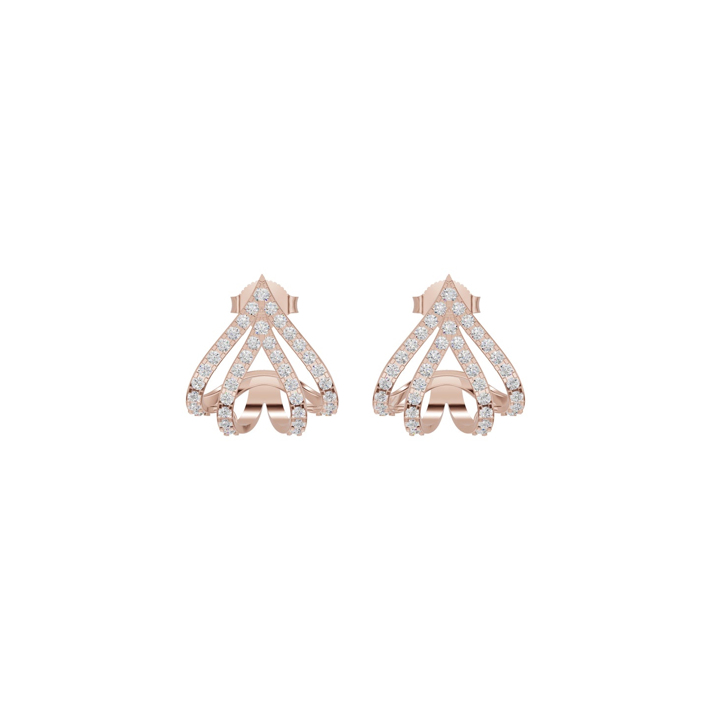 Arrow Edge Diamond Bali Earrings 18 KT / Rose Gold