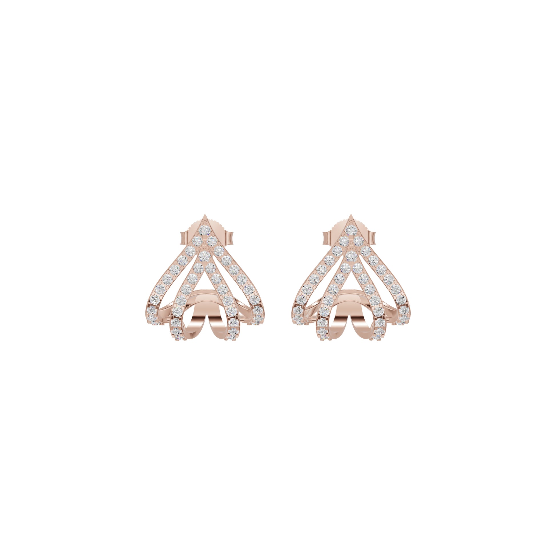 Arrow Edge Diamond Bali Earrings 18 KT / Rose Gold