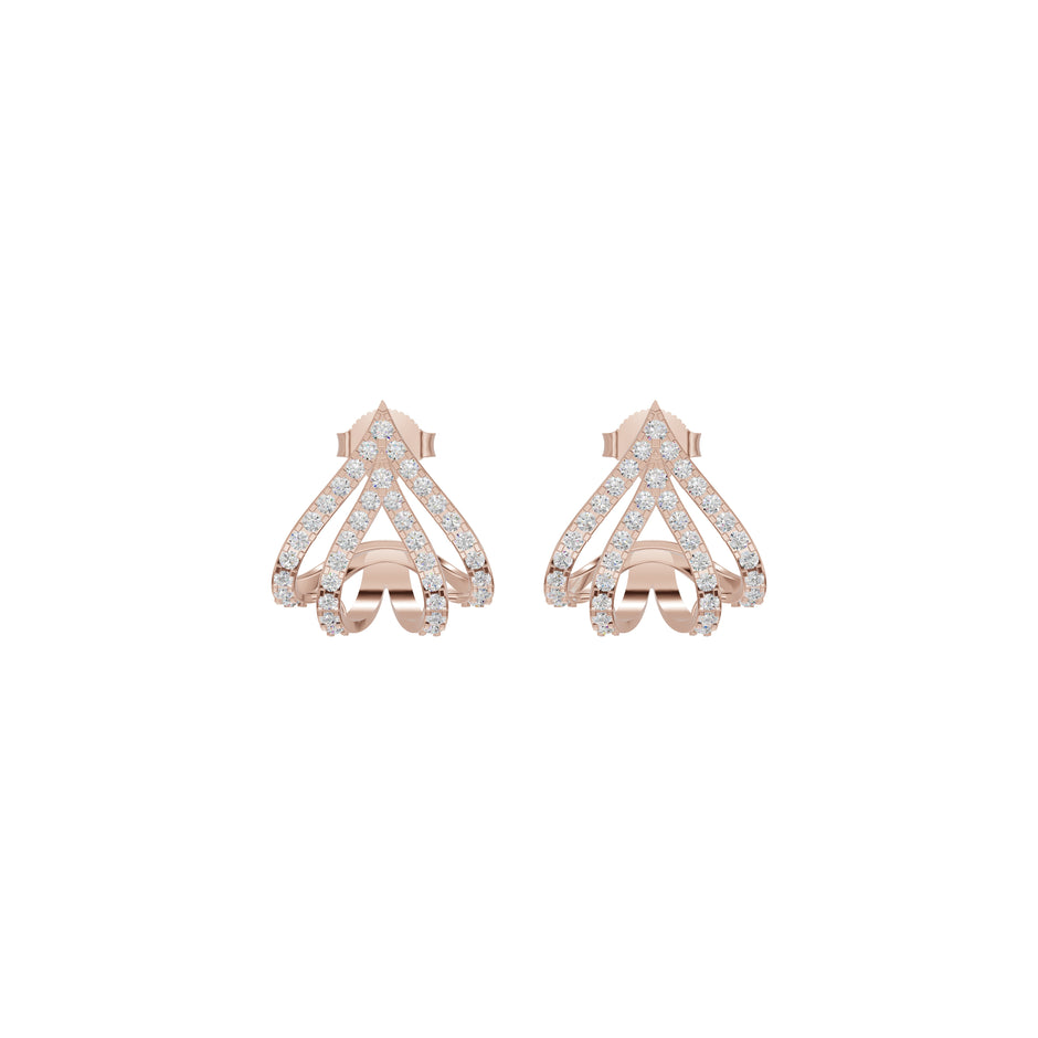 Arrow Edge Diamond Bali Earrings 18 KT / Rose Gold