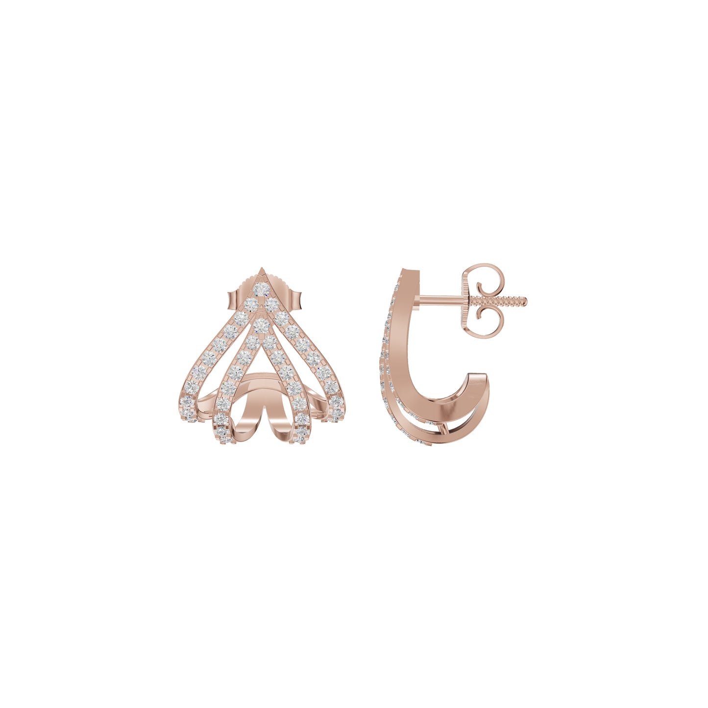 Arrow Edge Diamond Bali Earrings 18 KT / Rose Gold
