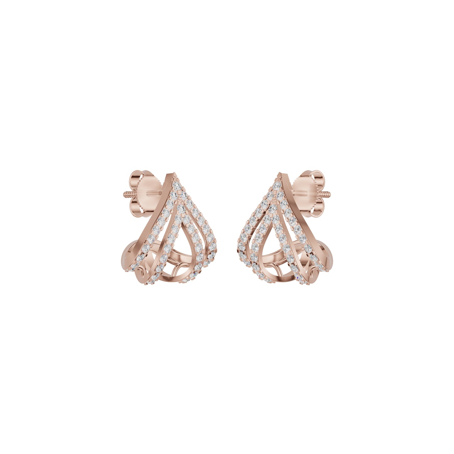 Arrow Edge Diamond Bali Earrings 18 KT / Rose Gold