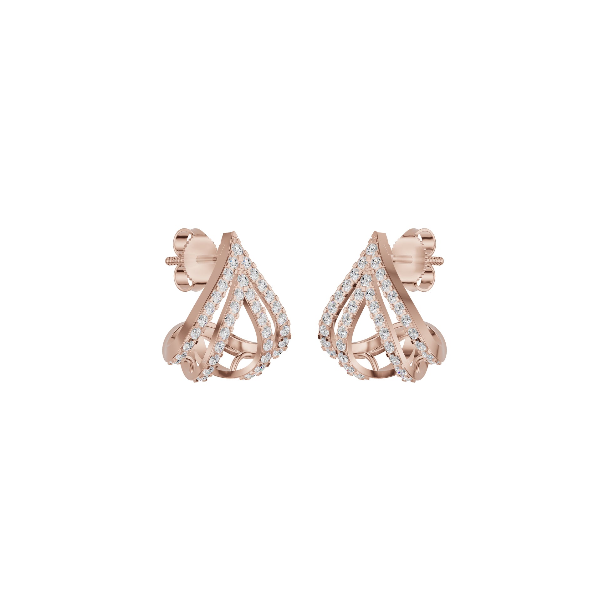 Arrow Edge Diamond Bali Earrings 18 KT / Rose Gold