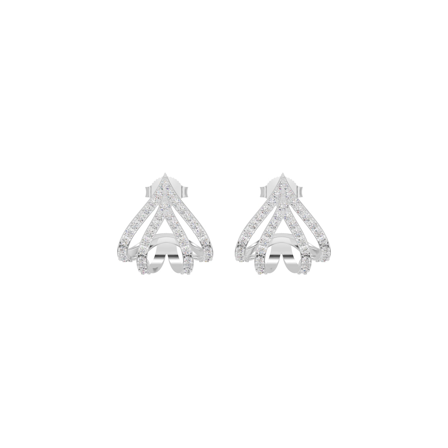 Arrow Edge Diamond Bali Earrings 18 KT / White Gold