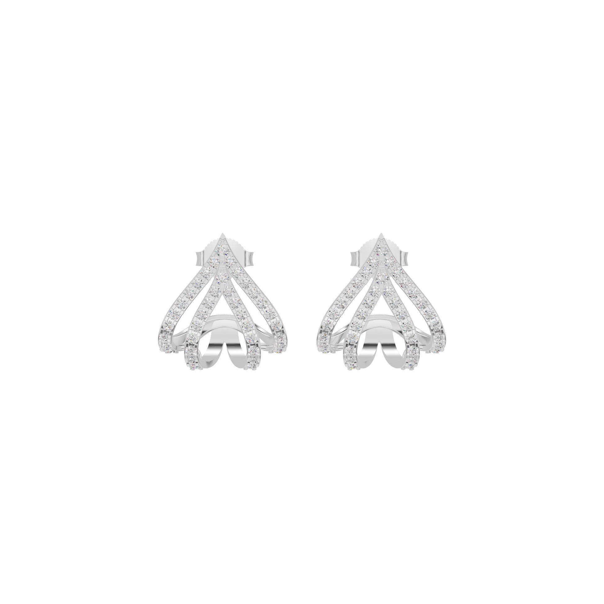 Arrow Edge Diamond Bali Earrings 18 KT / White Gold