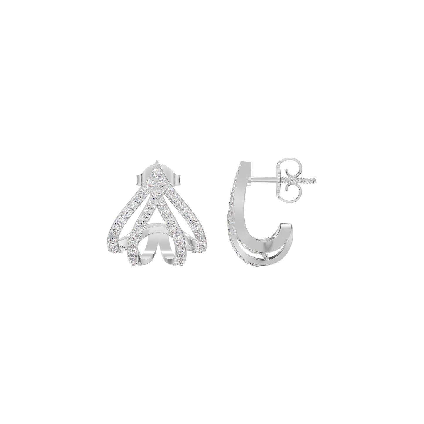 Arrow Edge Diamond Bali Earrings 18 KT / White Gold