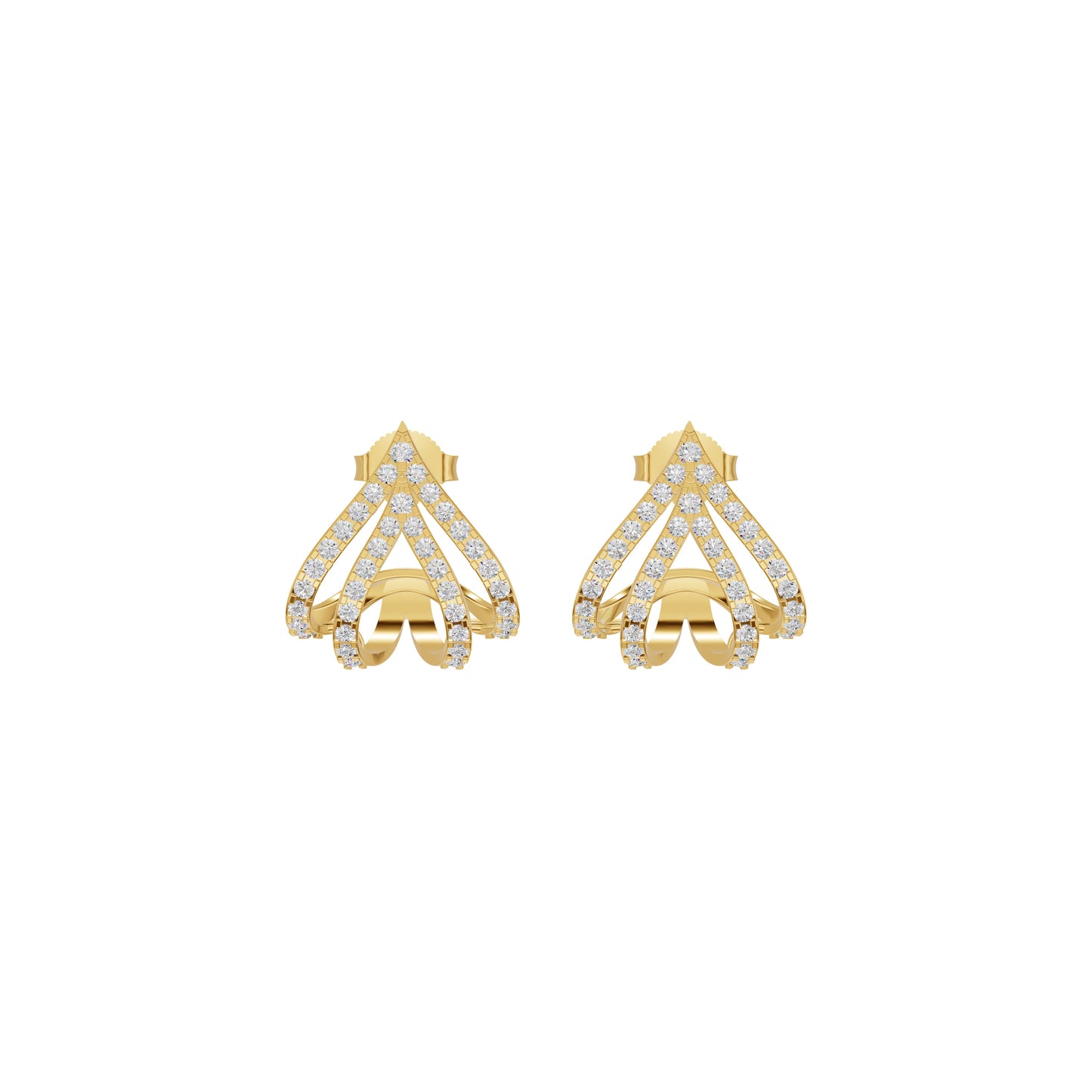 Arrow Edge Diamond Bali Earrings 18 KT / Yellow Gold