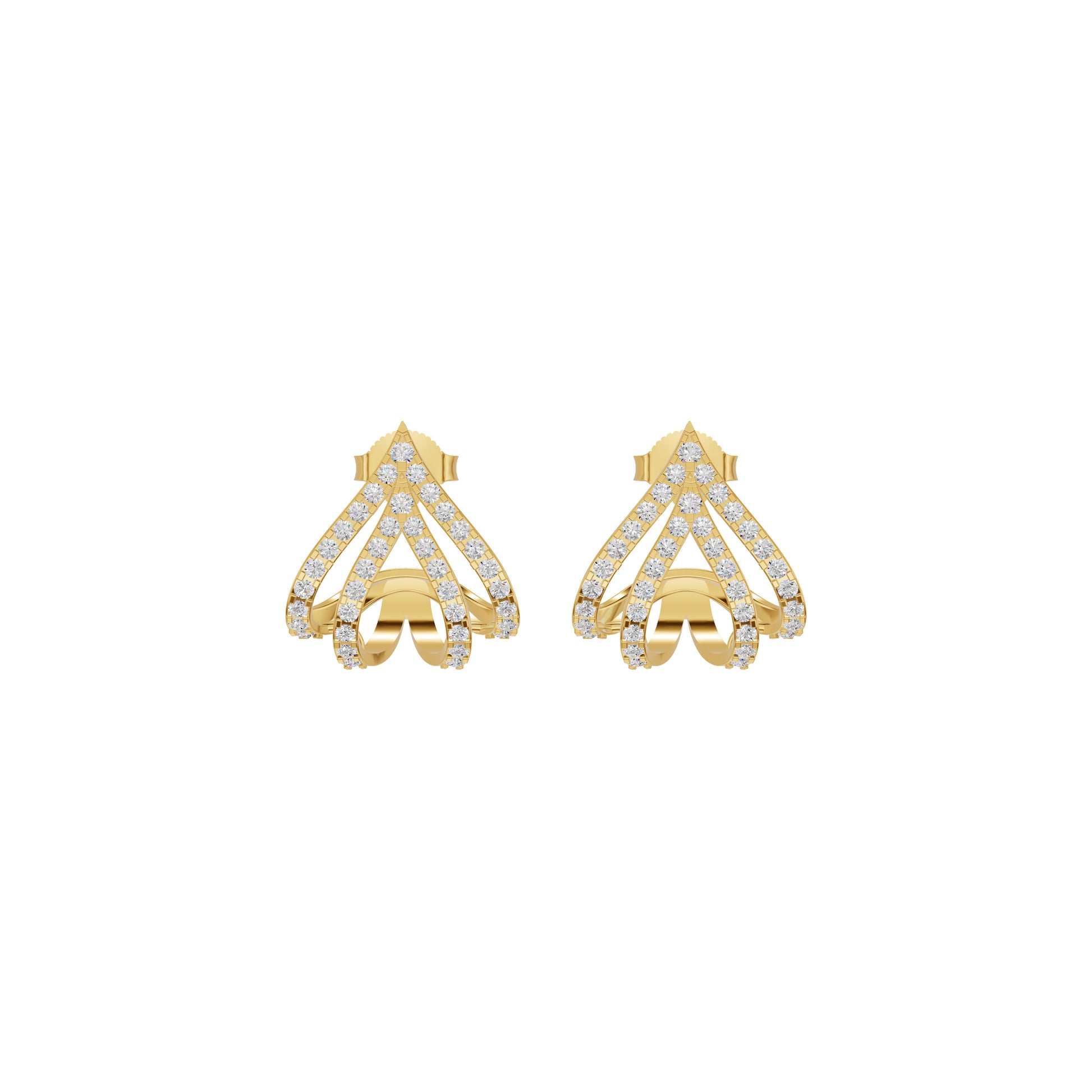 Arrow Edge Diamond Bali Earrings 18 KT / Yellow Gold