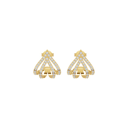 Arrow Edge Diamond Bali Earrings 18 KT / Yellow Gold