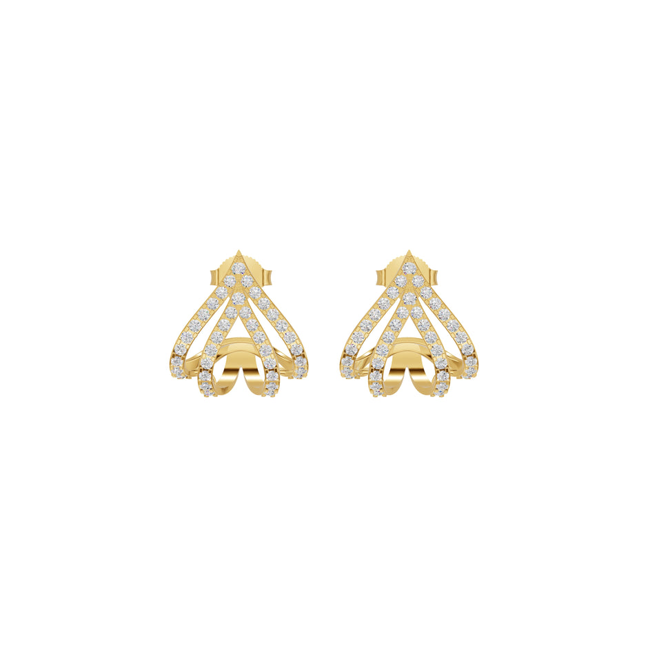 Arrow Edge Diamond Bali Earrings 18 KT / Yellow Gold