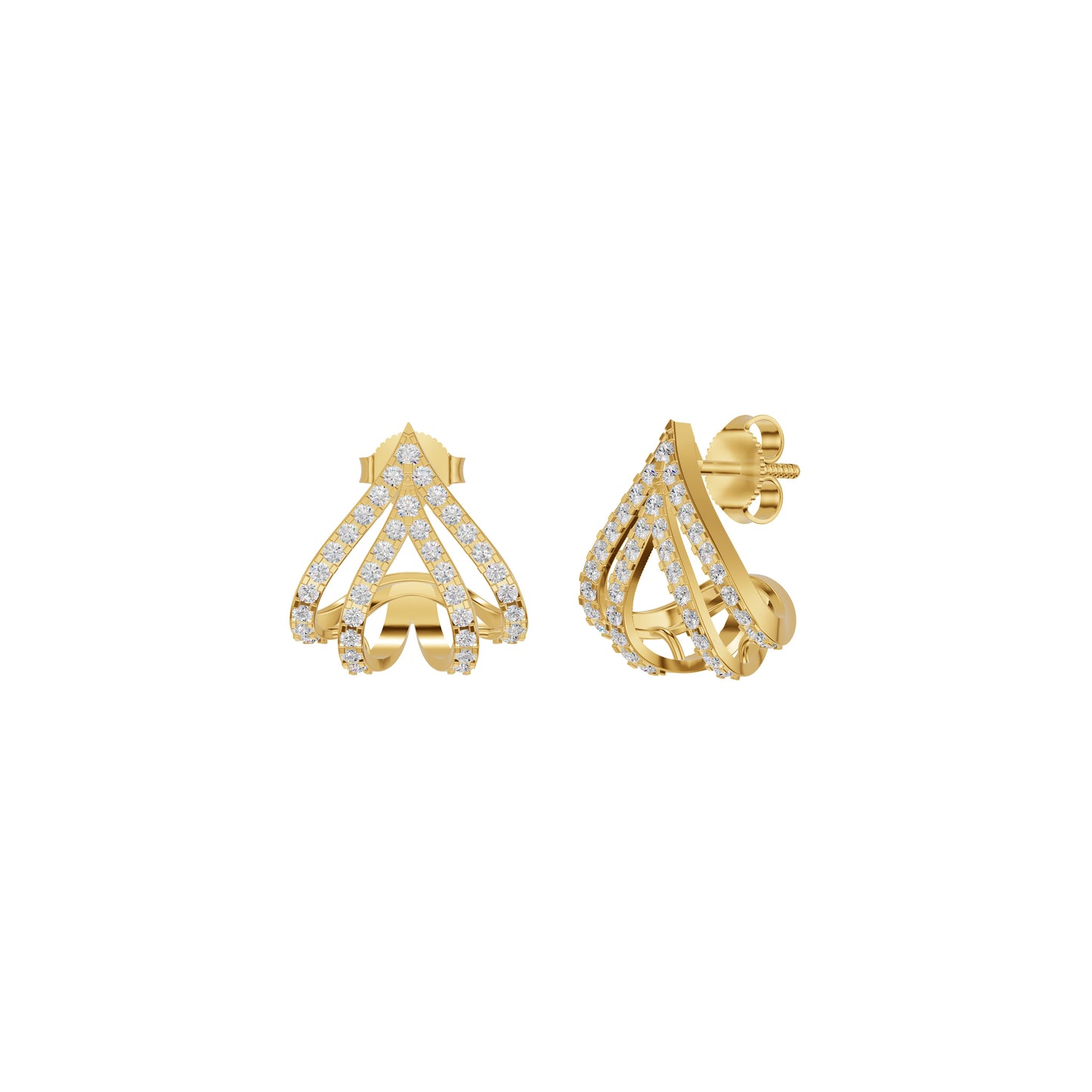 Arrow Edge Diamond Bali Earrings 18 KT / Yellow Gold