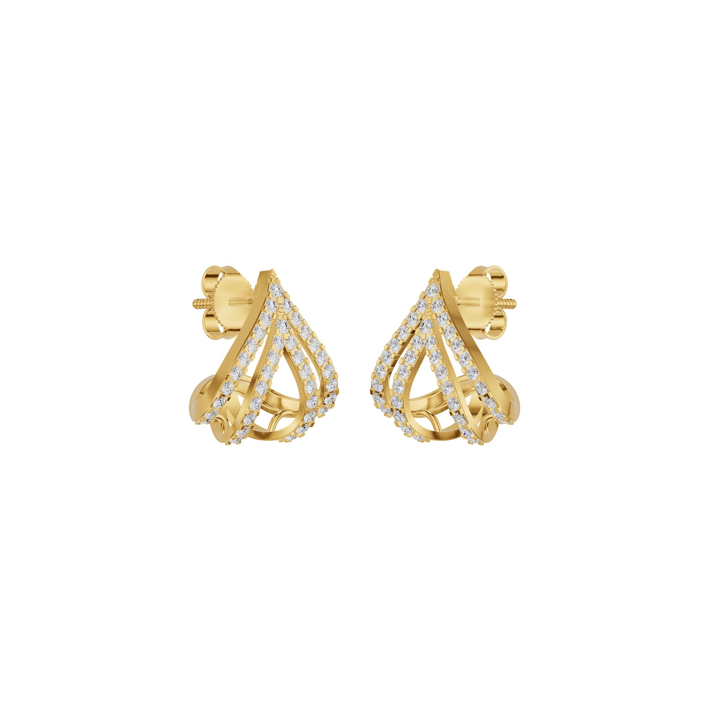 Arrow Edge Diamond Bali Earrings 18 KT / Yellow Gold