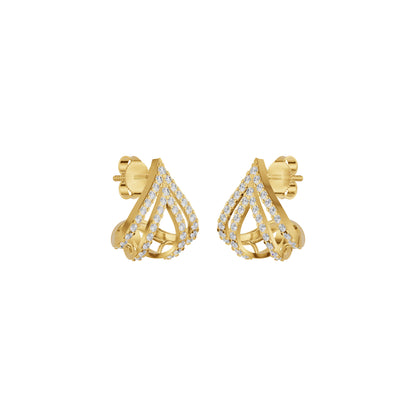 Arrow Edge Diamond Bali Earrings 18 KT / Yellow Gold