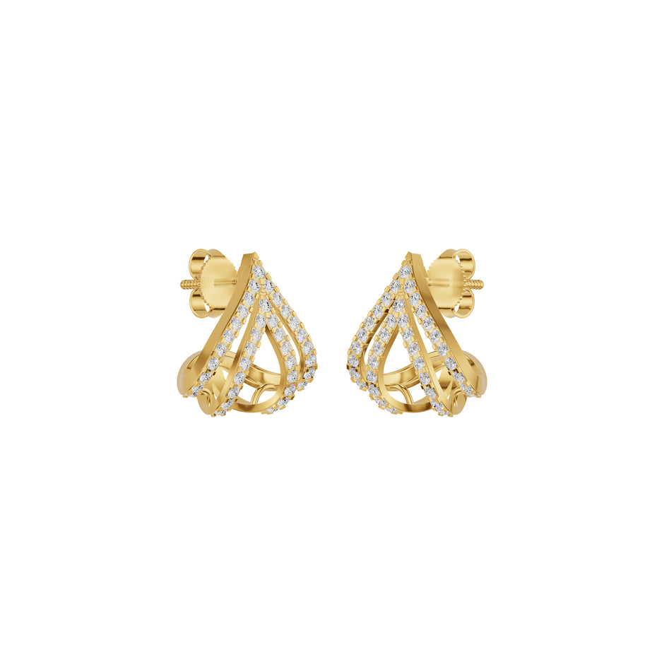 Arrow Edge Diamond Bali Earrings 18 KT / Yellow Gold