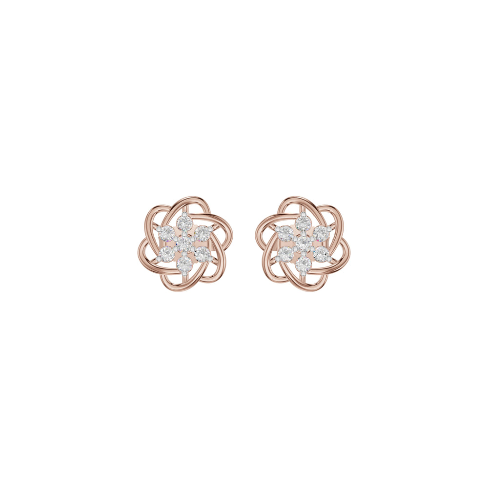 Intertwined Floral Diamond Stud Earrings