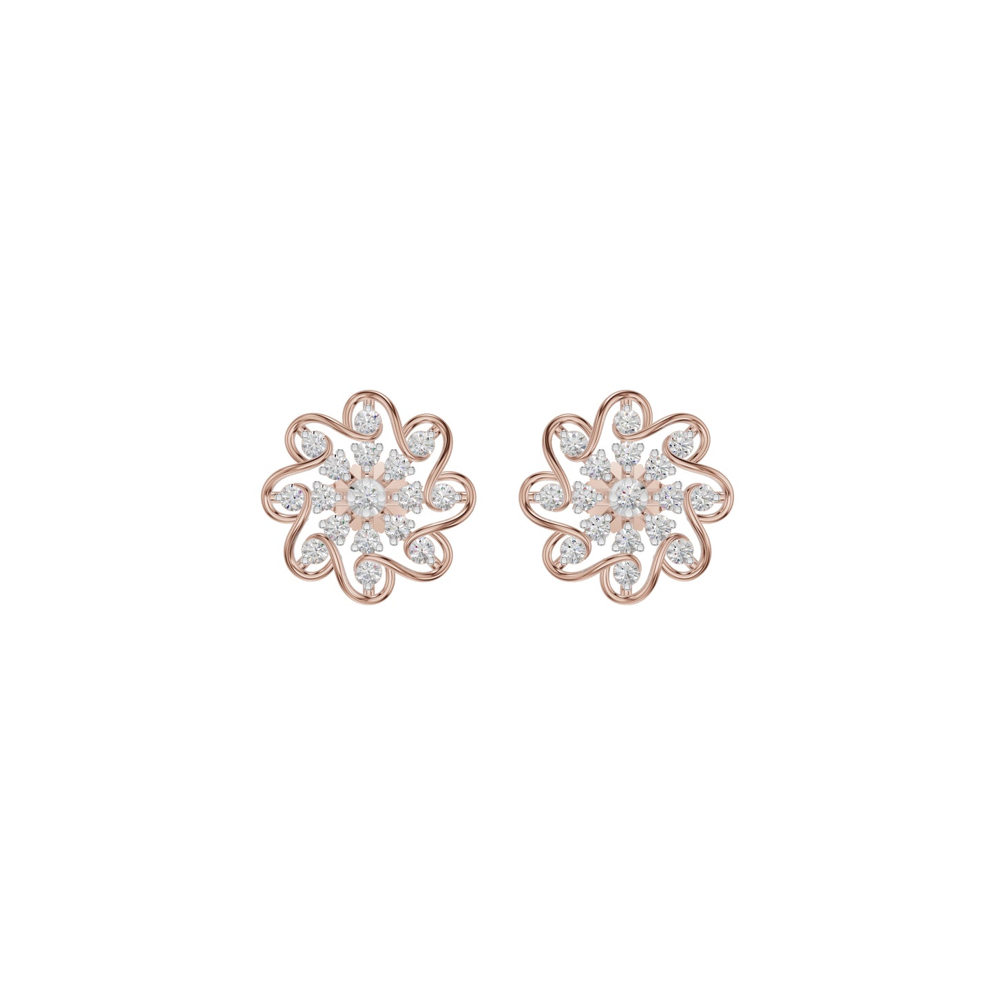 Diamond Crescent Earrings 18 KT / Rose Gold