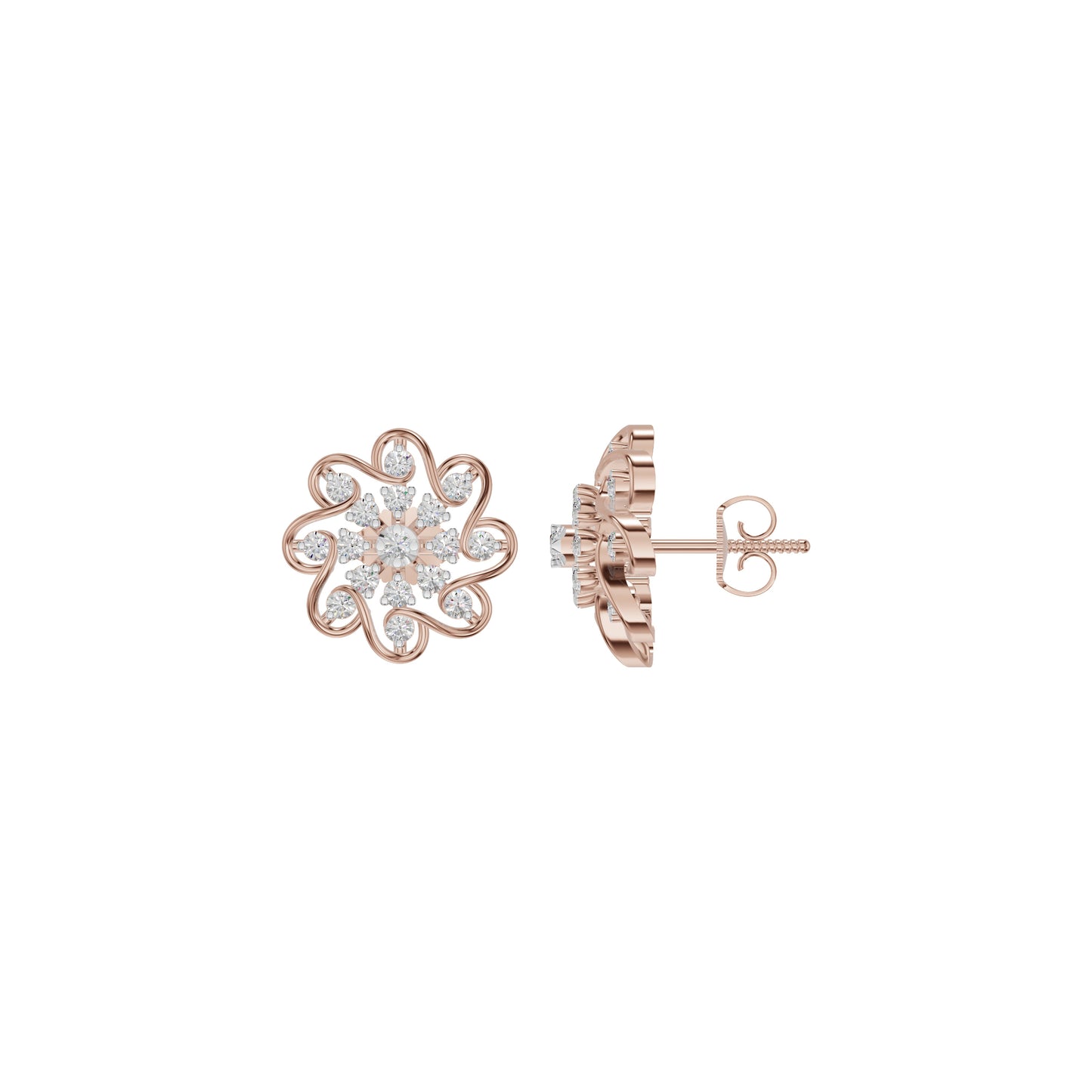 Diamond Crescent Earrings 18 KT / Rose Gold