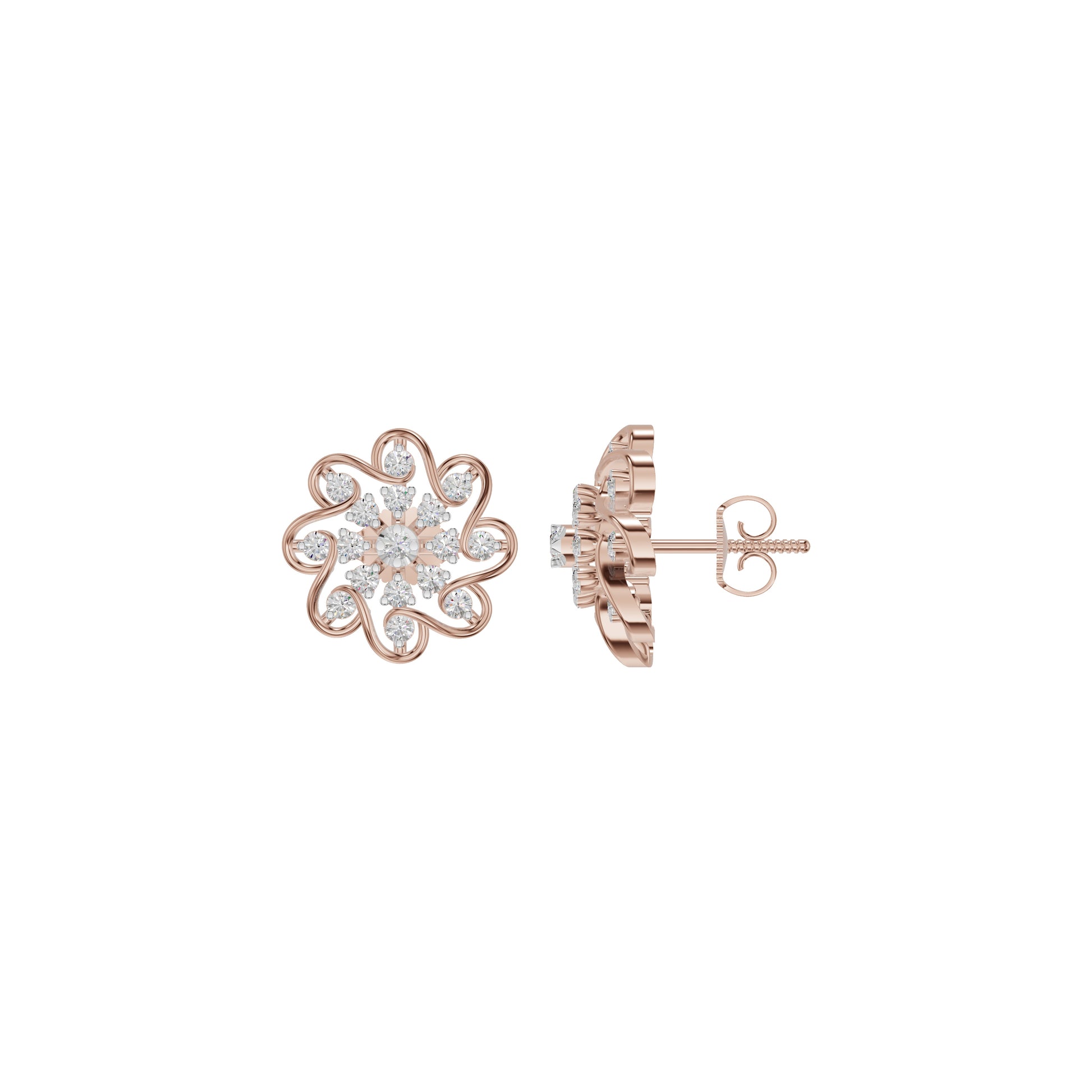 Diamond Crescent Earrings 18 KT / Rose Gold