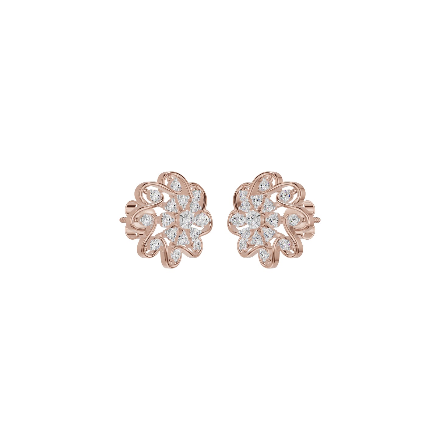 Diamond Crescent Earrings 18 KT / Rose Gold