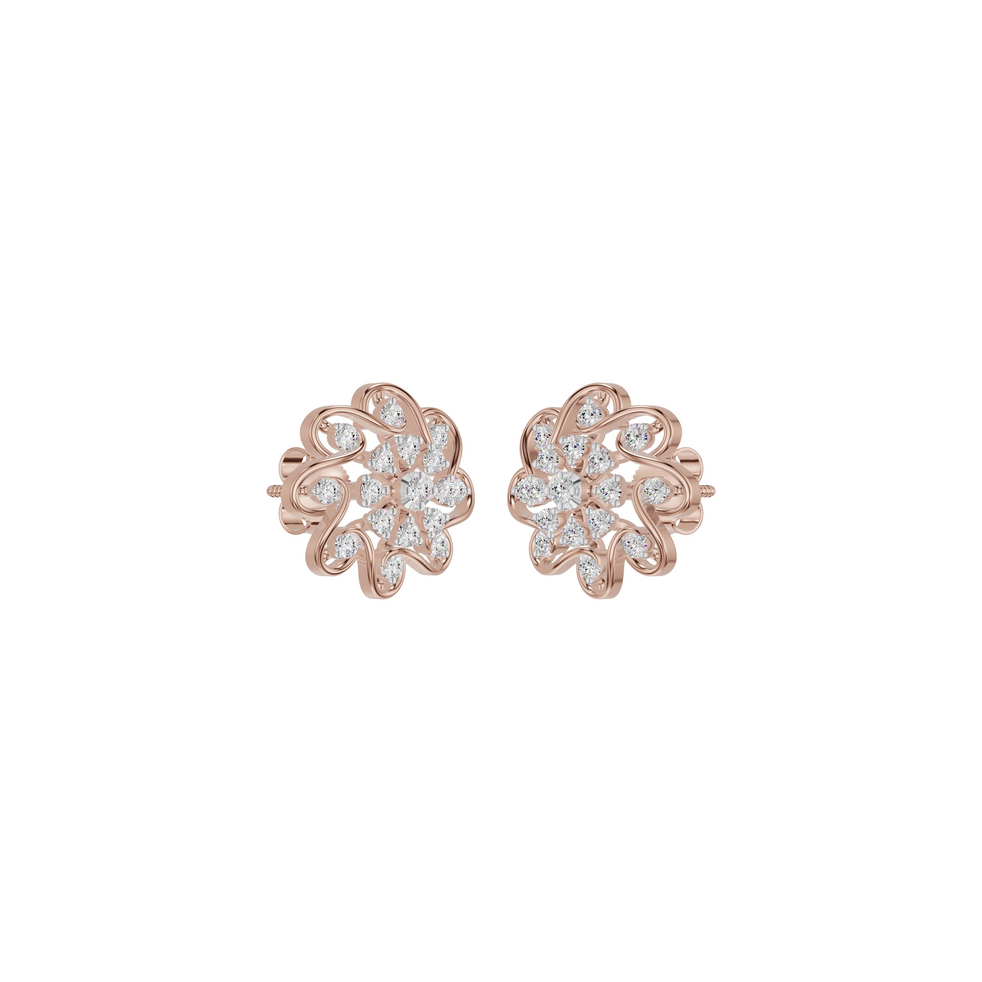 Diamond Crescent Earrings 18 KT / Rose Gold