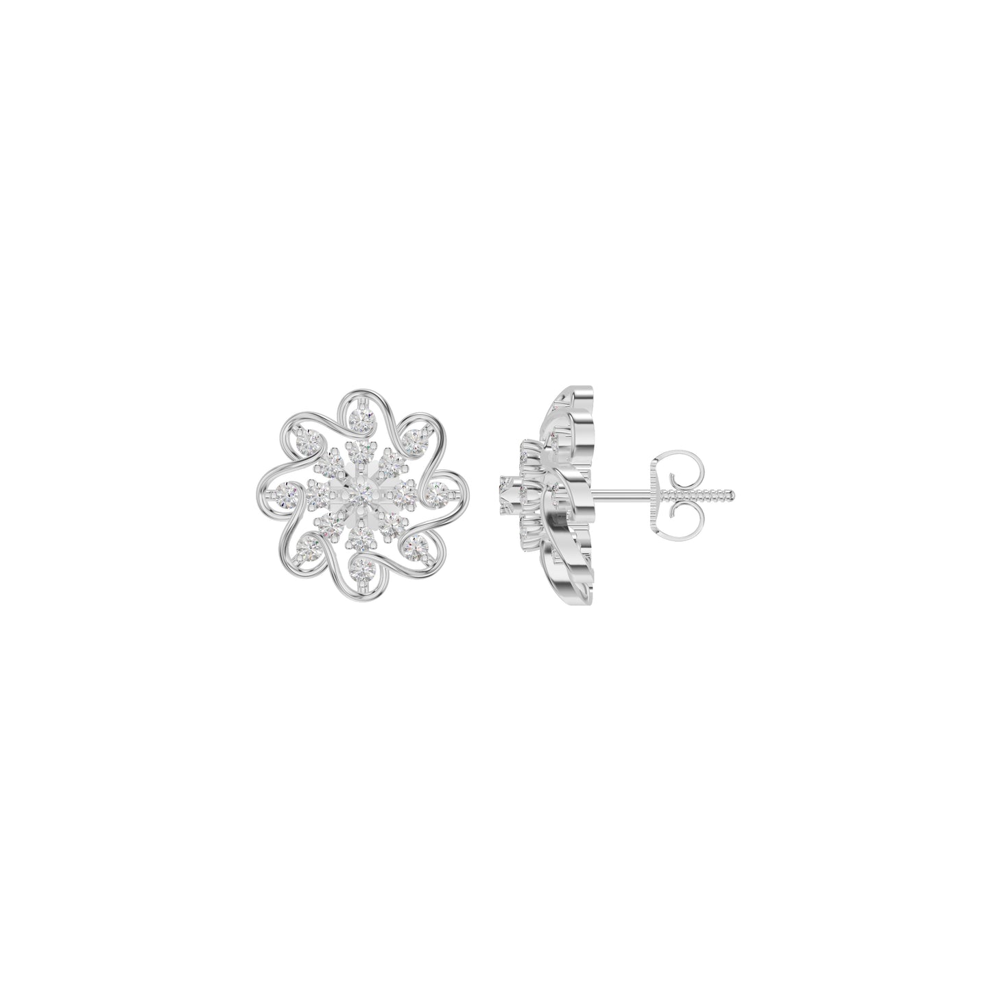Diamond Crescent Earrings 18 KT / White Gold