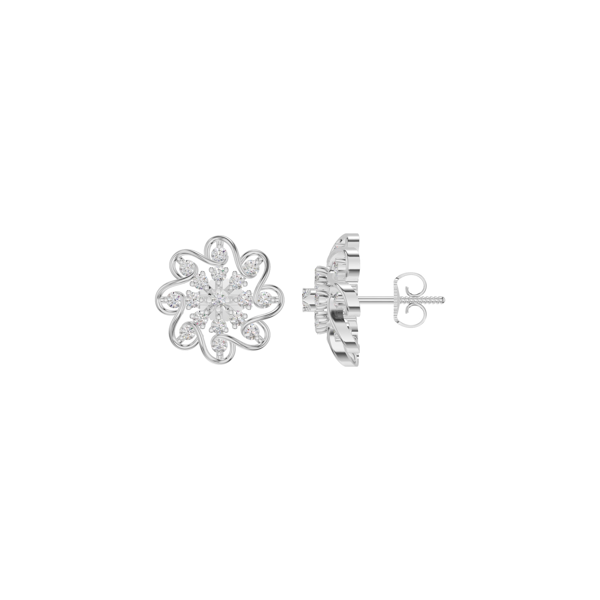 Diamond Crescent Earrings 18 KT / White Gold