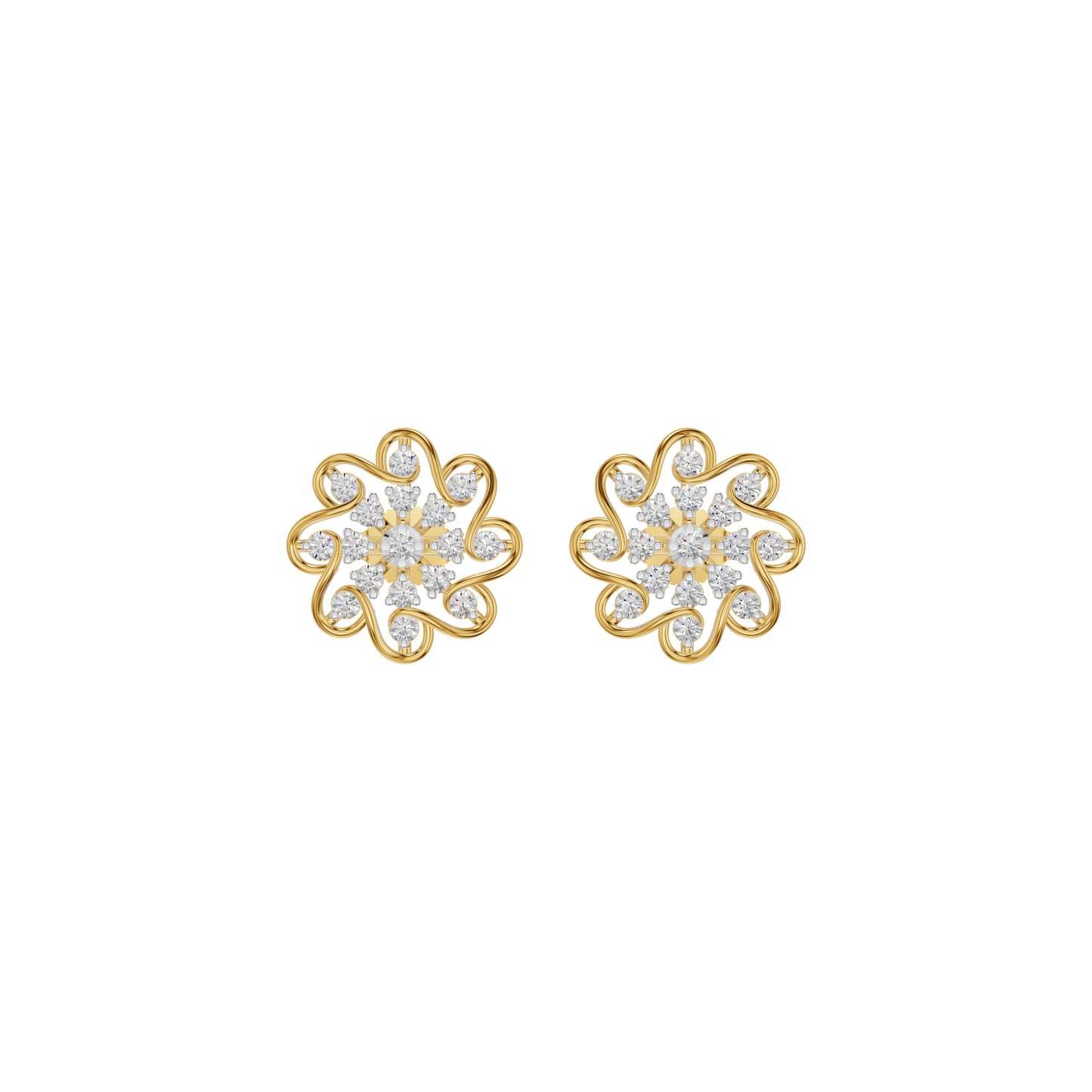 Diamond Crescent Earrings 18 KT / Yellow Gold