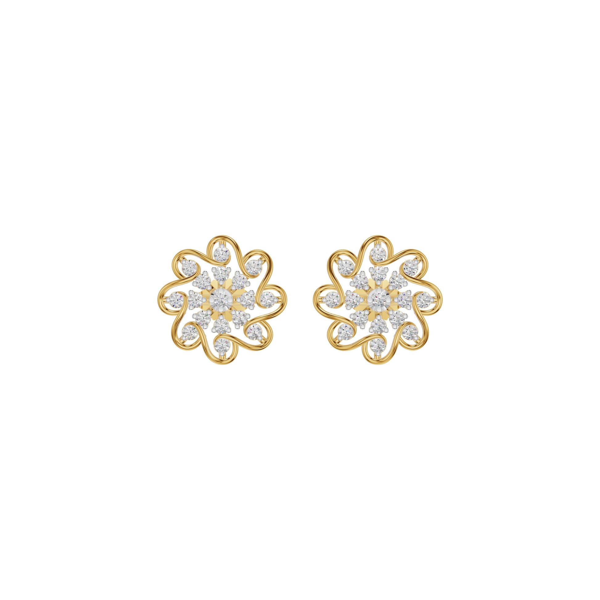 Diamond Crescent Earrings 18 KT / Yellow Gold