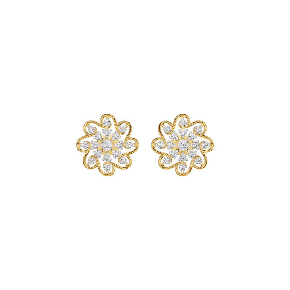Diamond Crescent Earrings 18 KT / Yellow Gold
