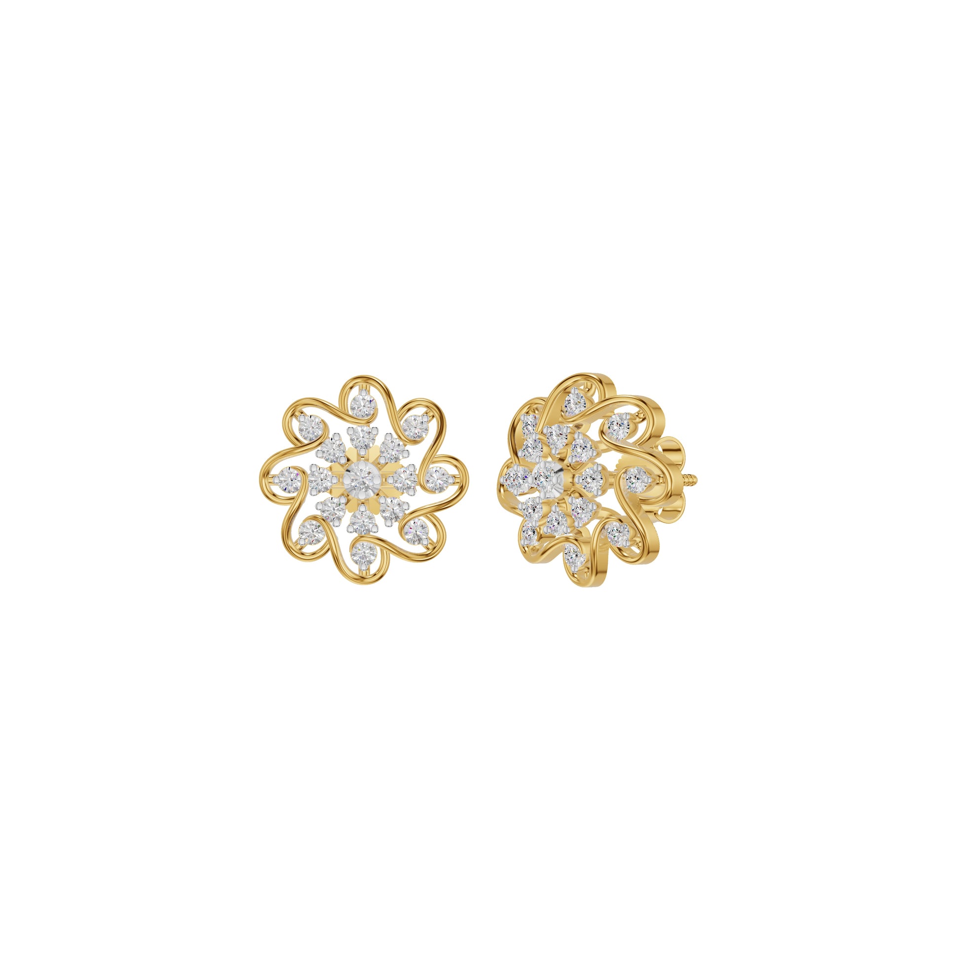 Diamond Crescent Earrings 18 KT / Yellow Gold