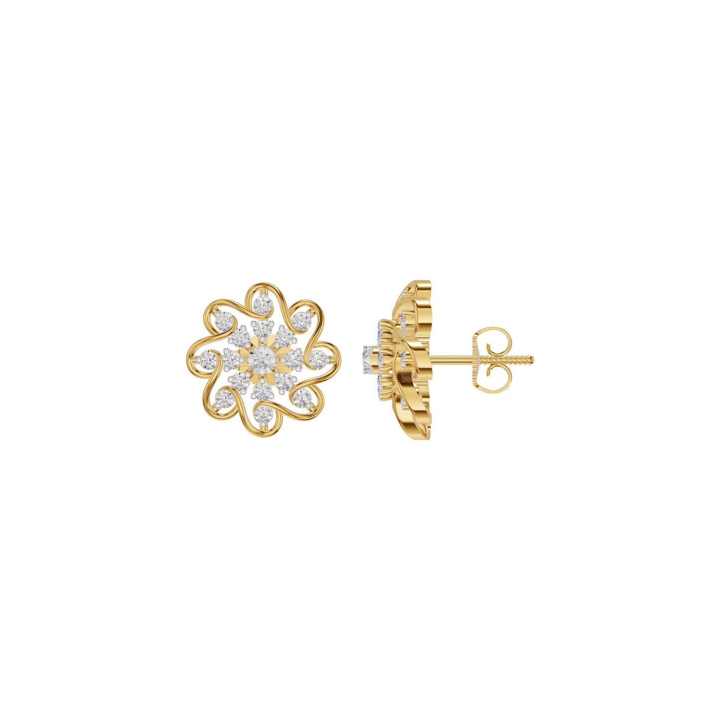 Diamond Crescent Earrings 18 KT / Yellow Gold