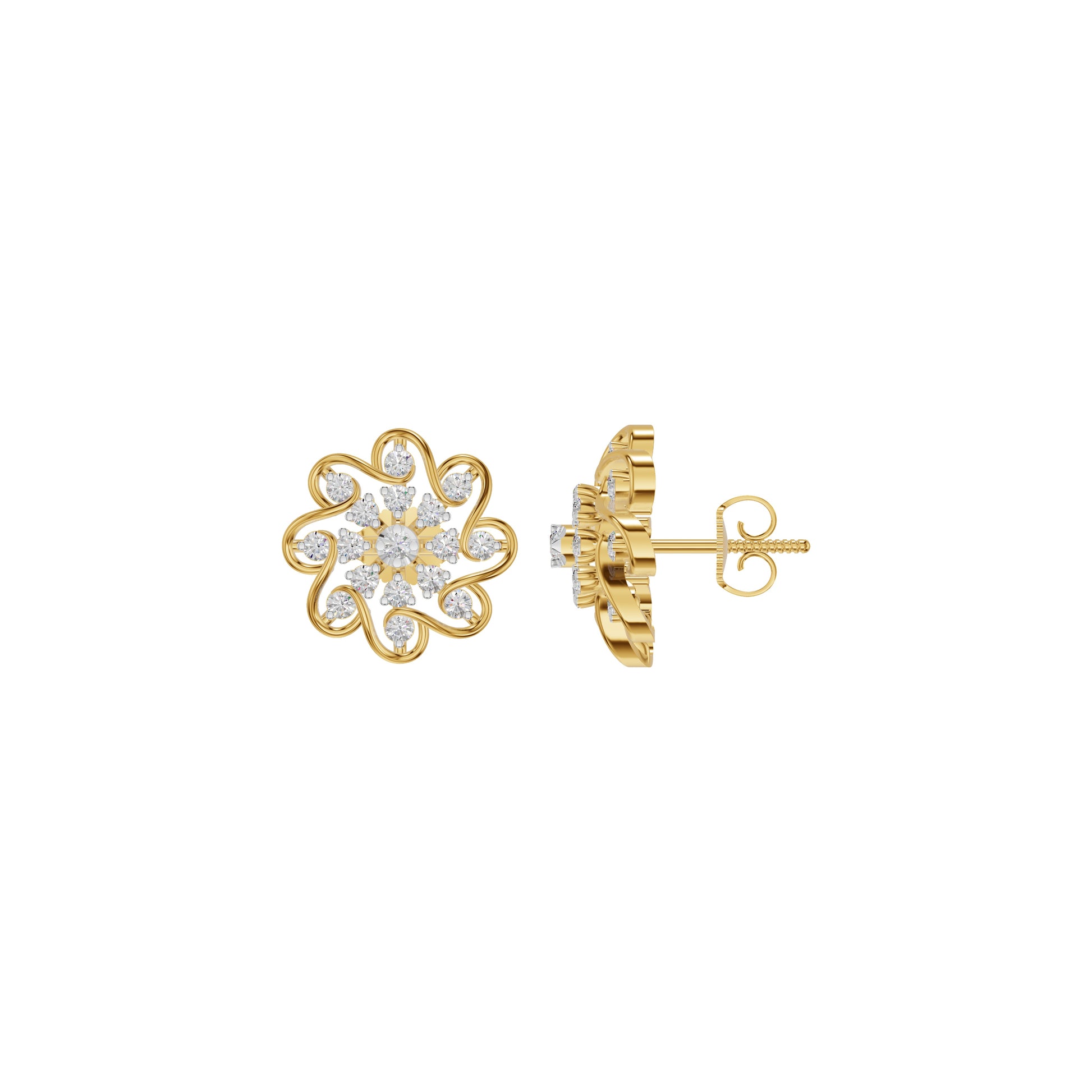 Diamond Crescent Earrings 18 KT / Yellow Gold