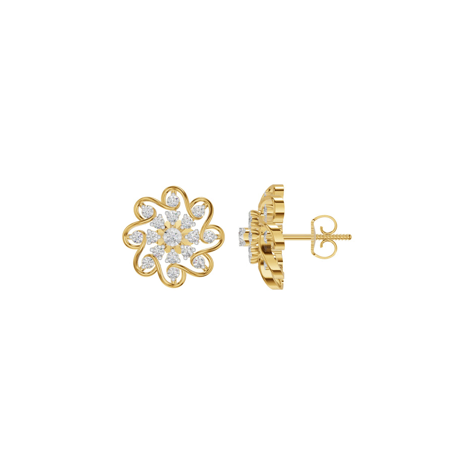Diamond Crescent Earrings 18 KT / Yellow Gold