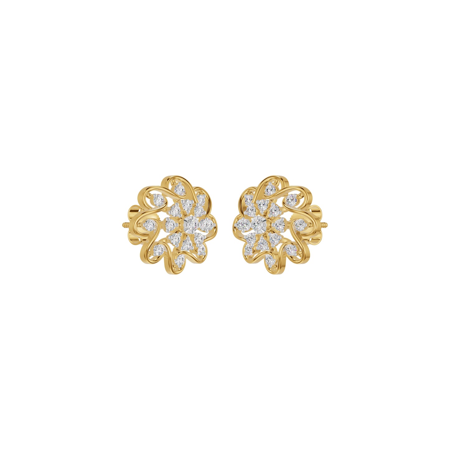 Diamond Crescent Earrings 18 KT / Yellow Gold