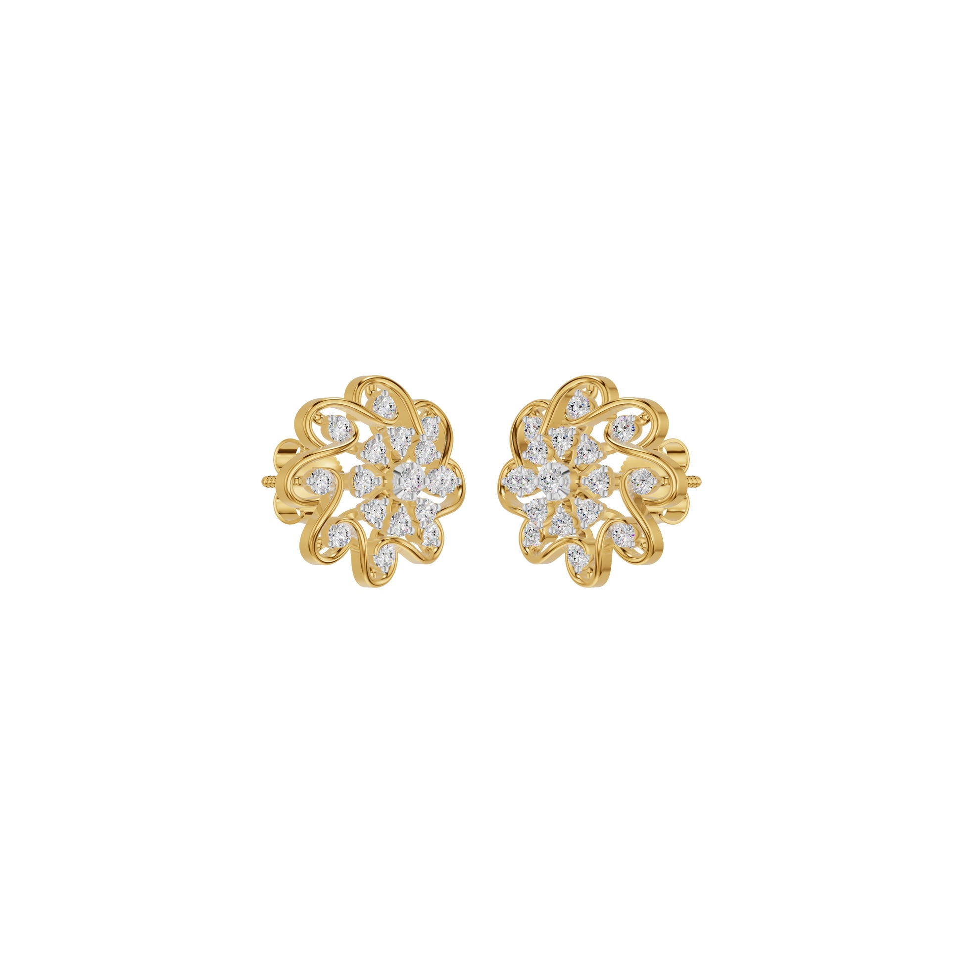 Diamond Crescent Earrings 18 KT / Yellow Gold