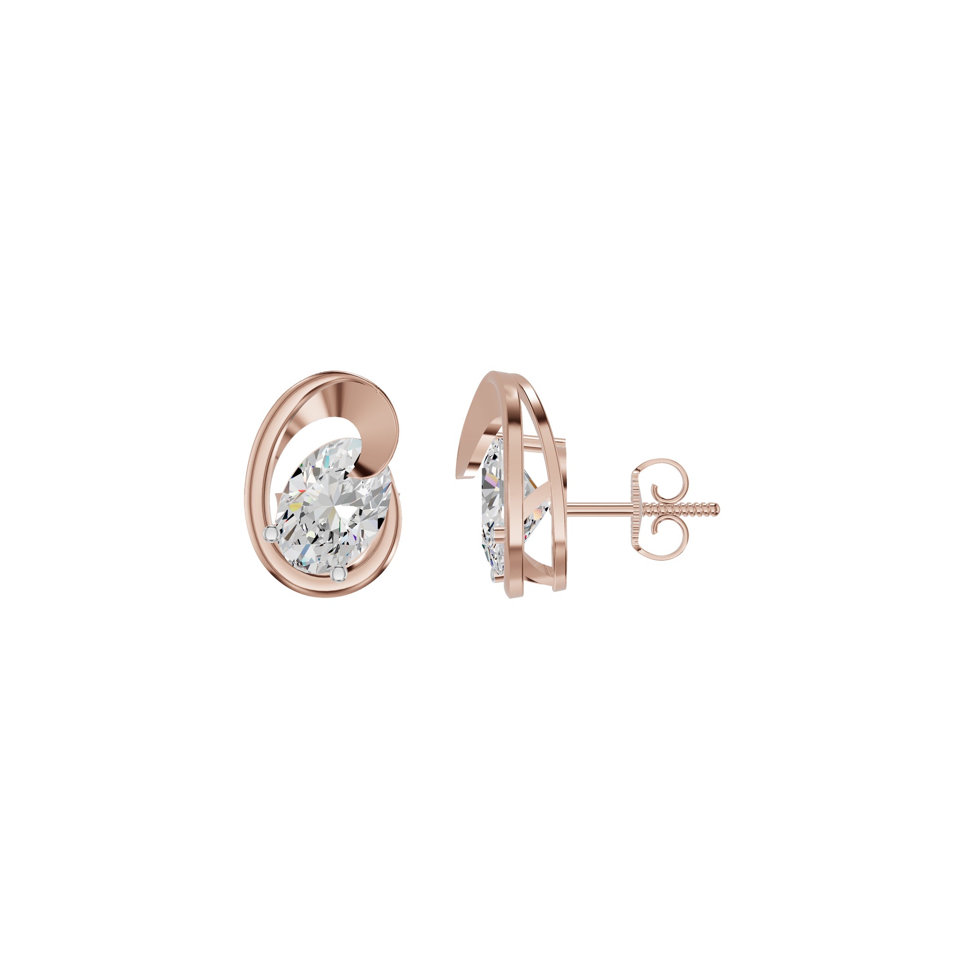 Twinkling Orbs Diamond Stud Earrings 18 KT / Rose Gold