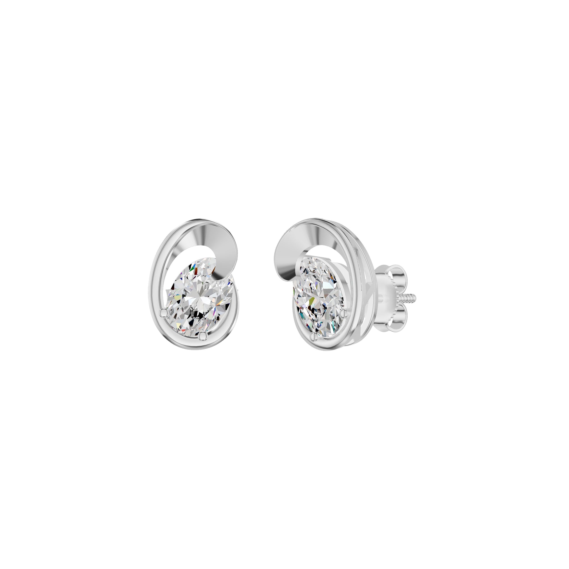 Twinkling Orbs Diamond Stud Earrings 18 KT / White Gold