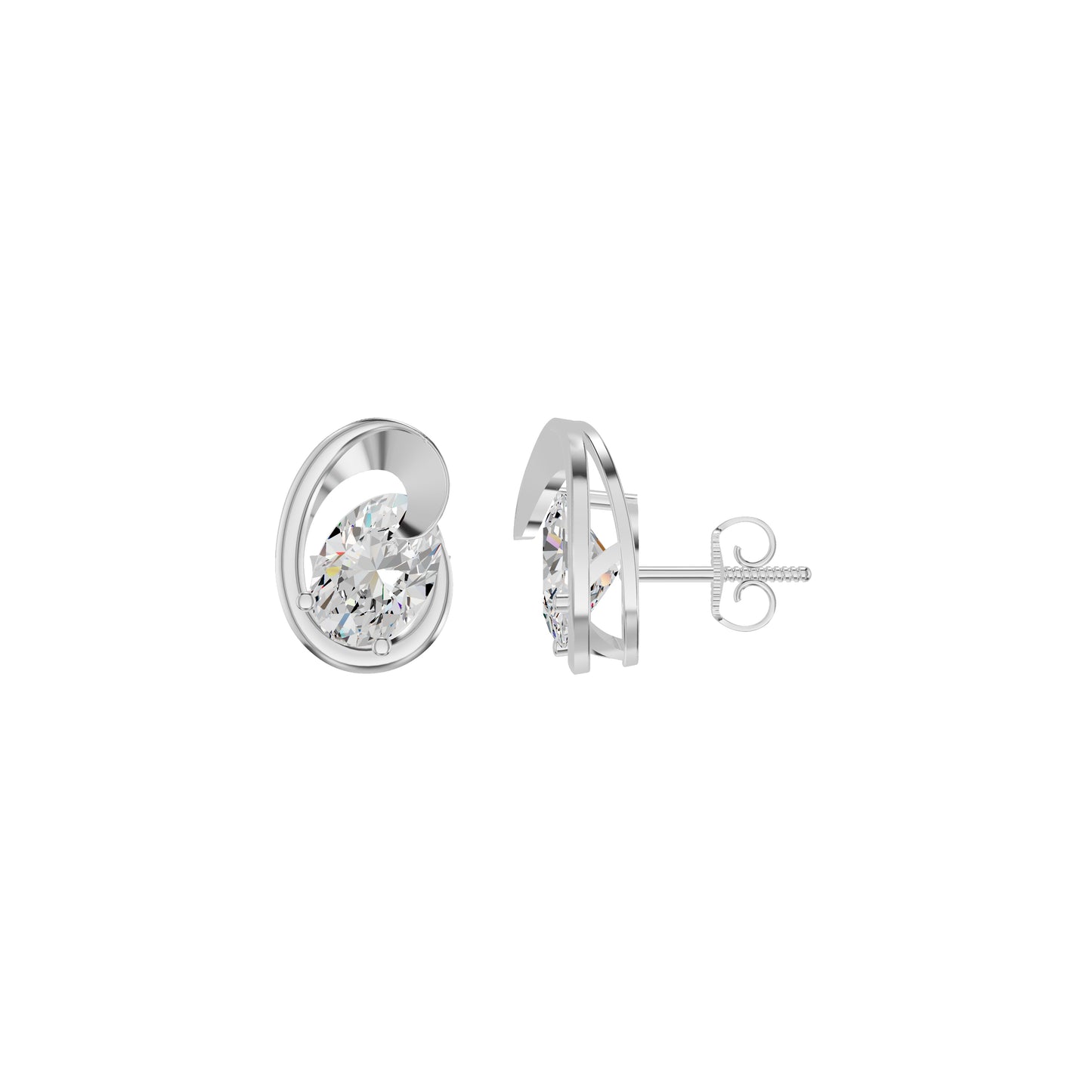 Twinkling Orbs Diamond Stud Earrings 18 KT / White Gold
