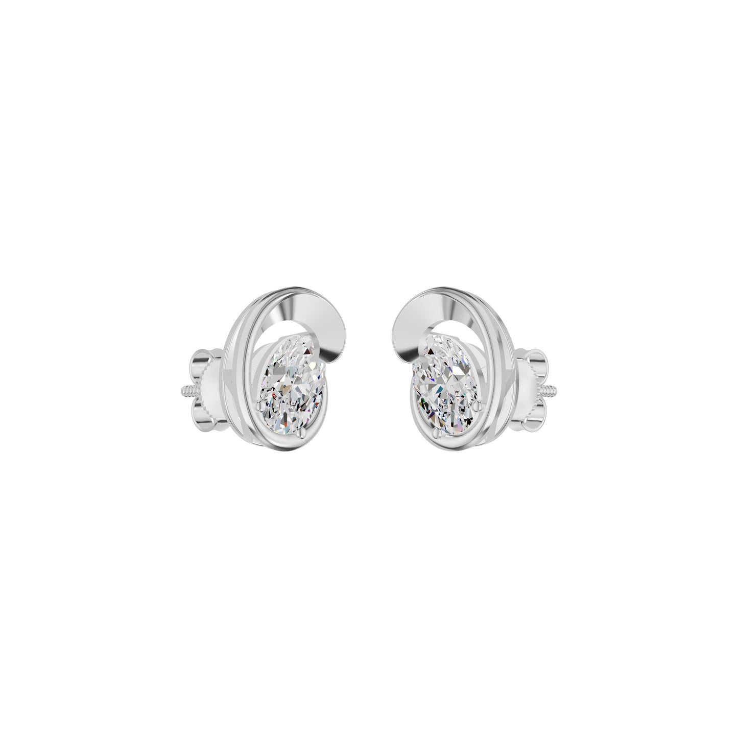Twinkling Orbs Diamond Stud Earrings 18 KT / White Gold