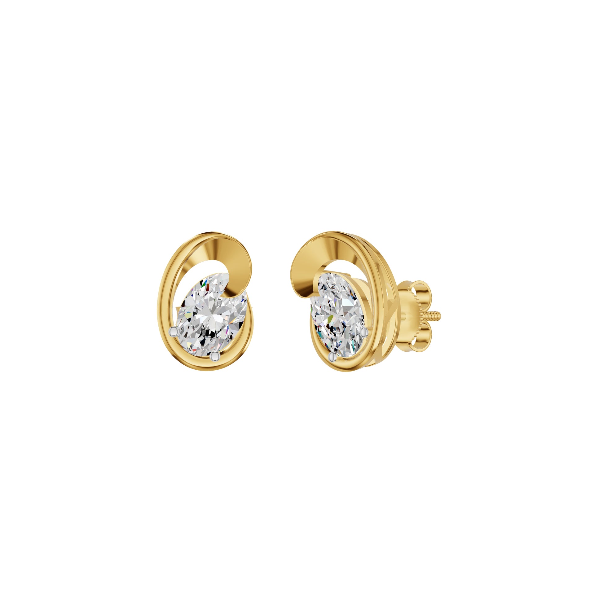 Twinkling Orbs Diamond Stud Earrings 18 KT / Yellow Gold
