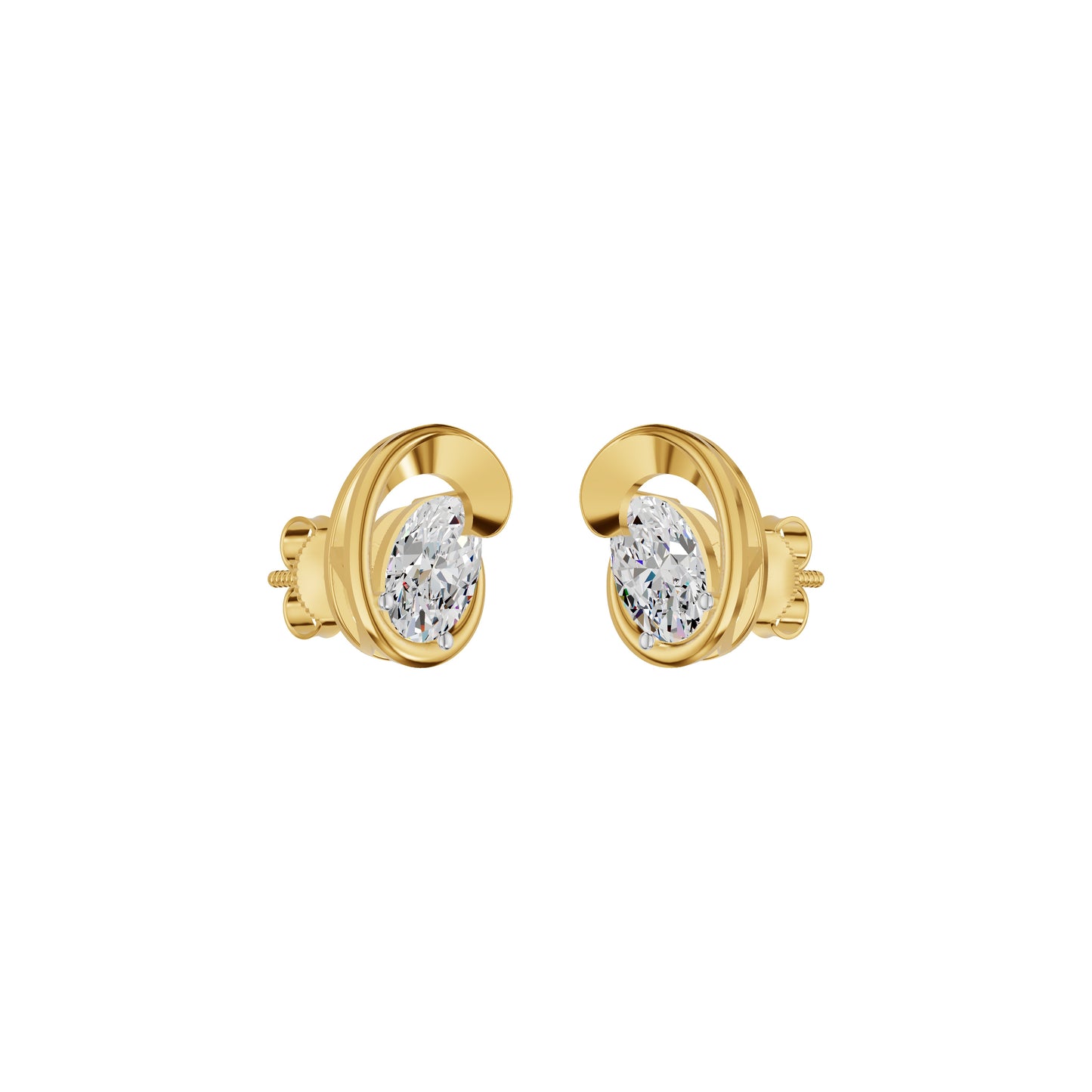 Twinkling Orbs Diamond Stud Earrings 18 KT / Yellow Gold
