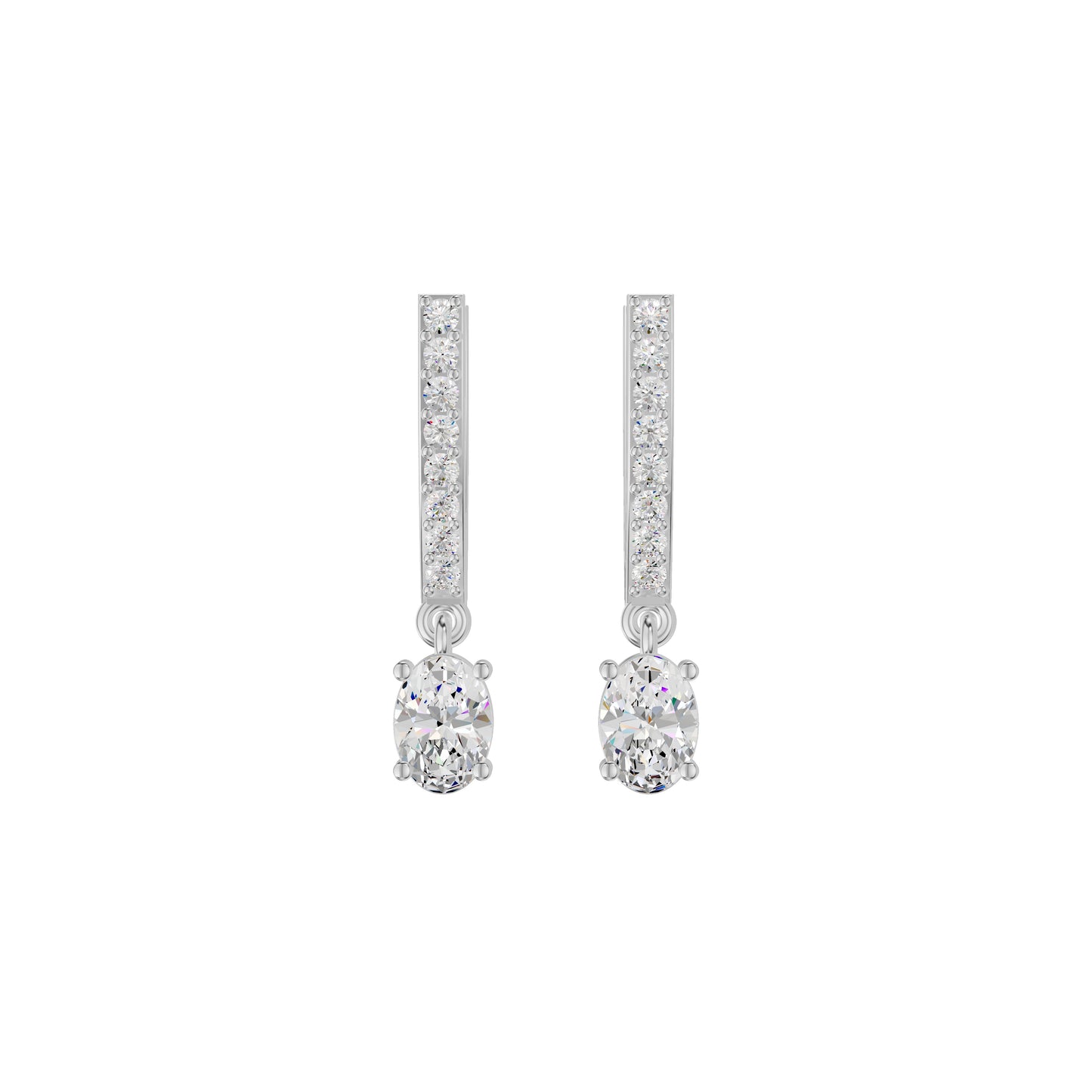 Tiered Diamond Drop Earrings 18 KT / White Gold