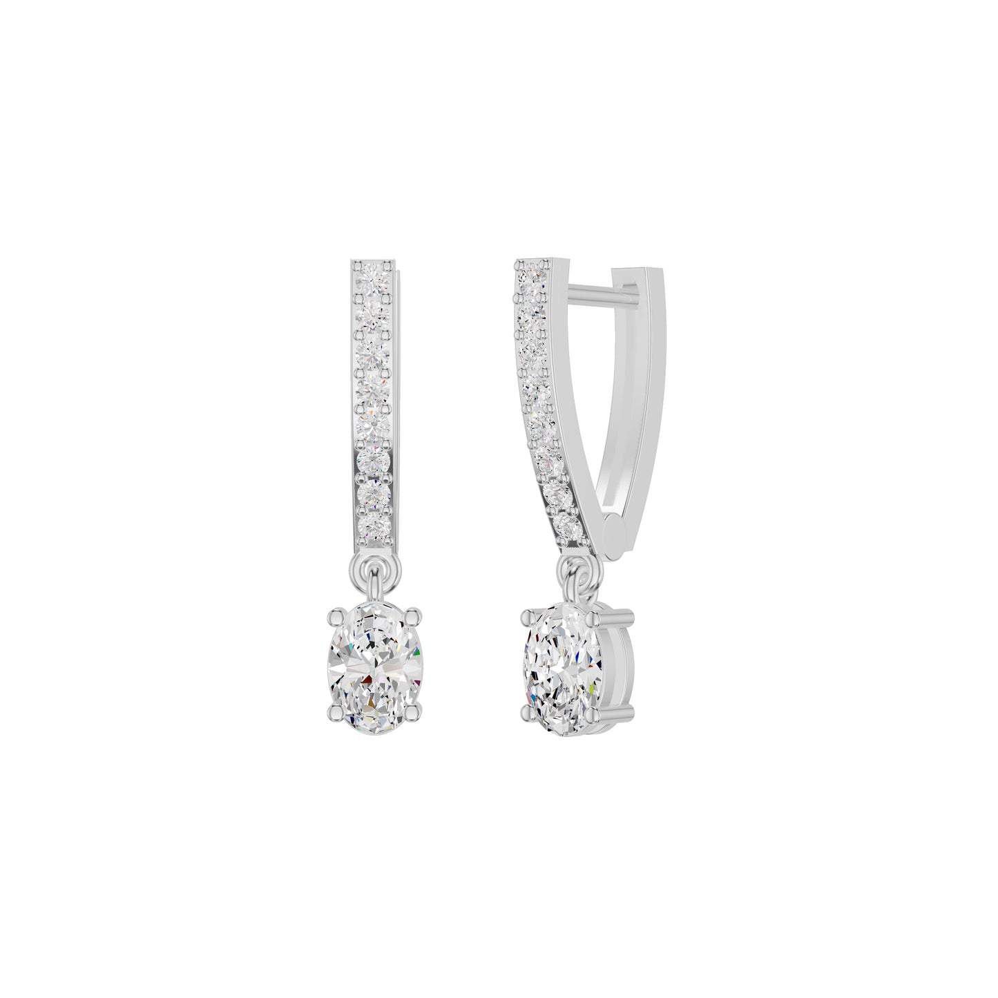 Tiered Diamond Drop Earrings 18 KT / White Gold